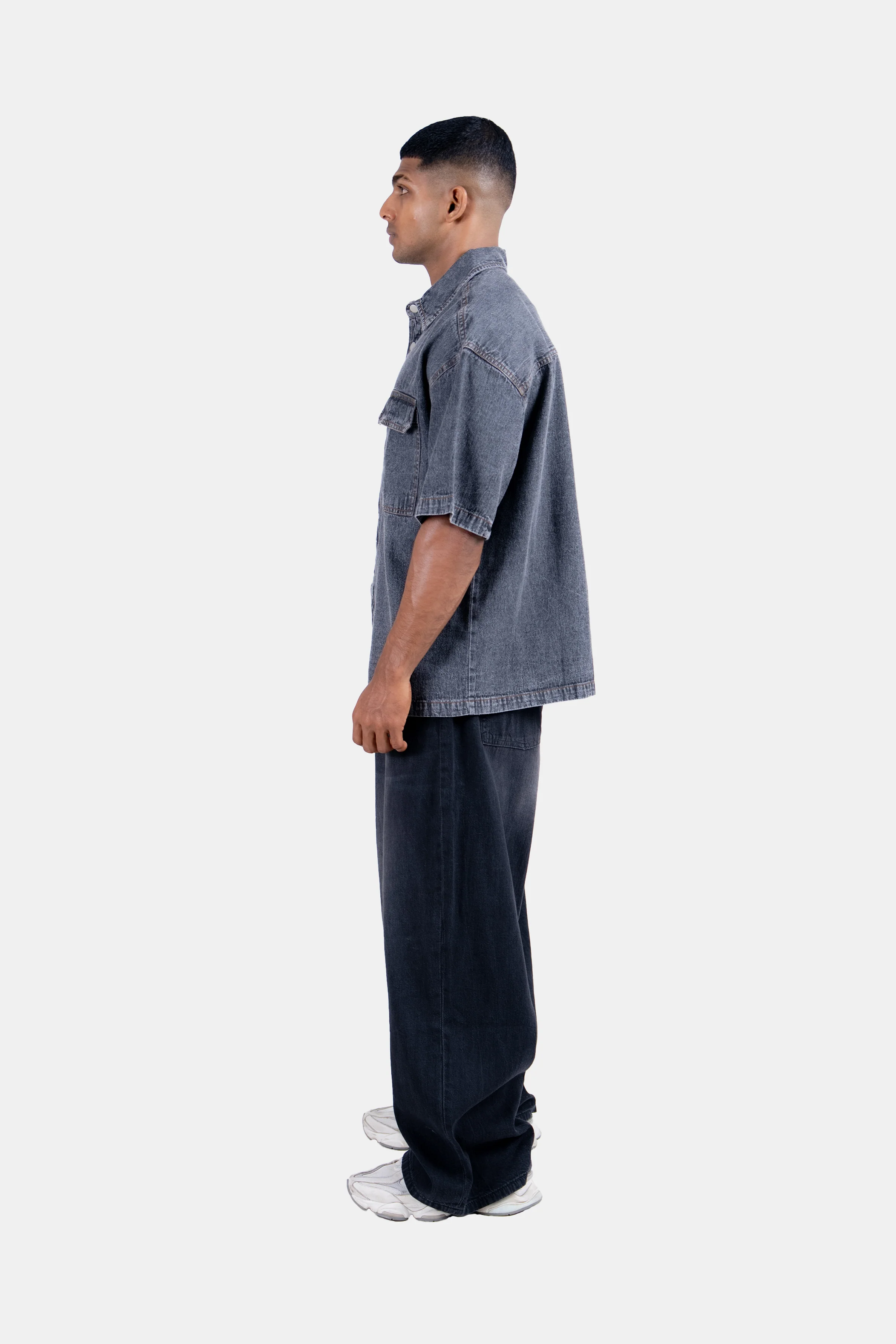 Hustle Men's Denim Shirt - Everyday Casual - Image 3