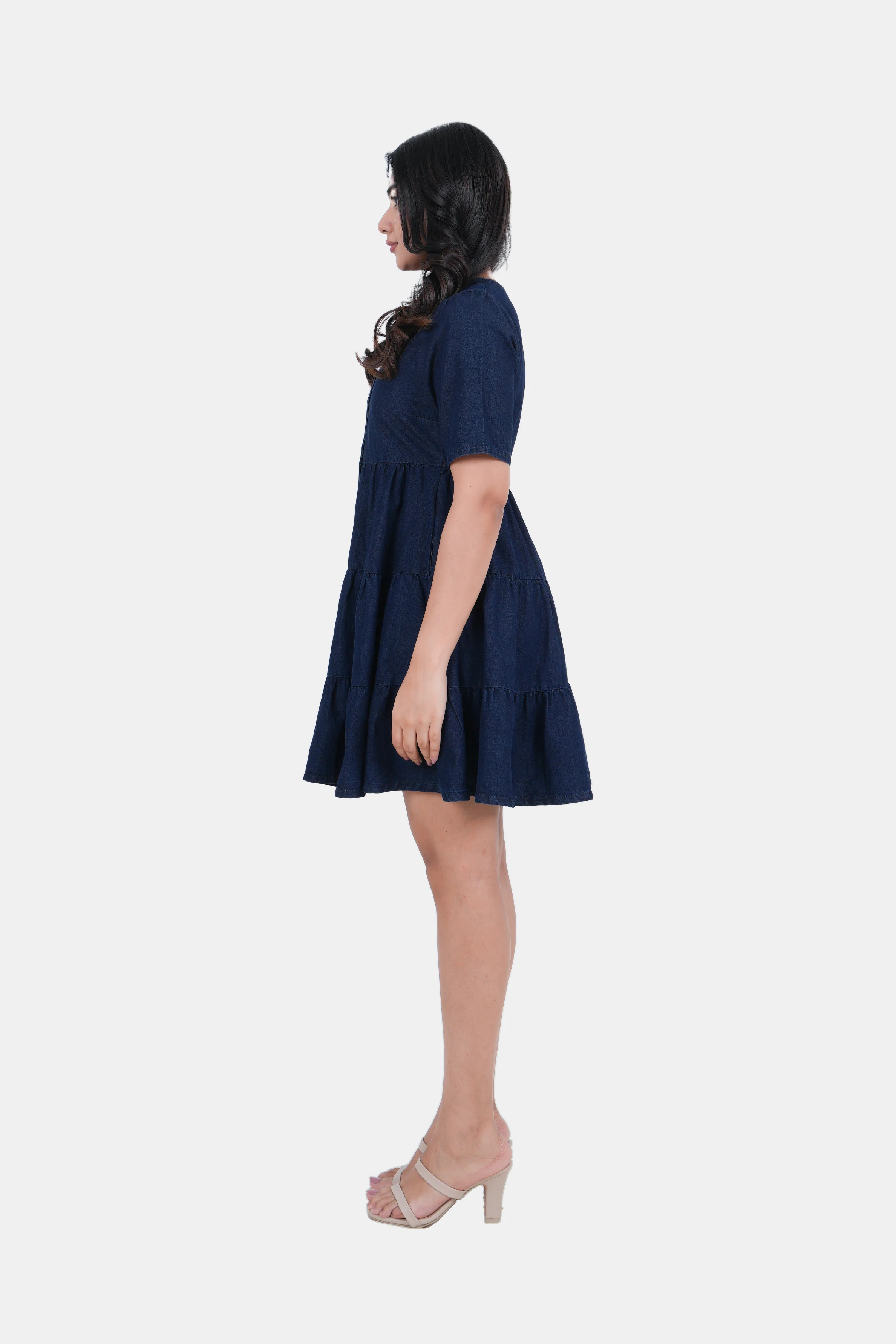 Modano Women's Denim Short Dress - Casual Wear - Image 6